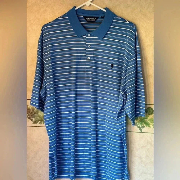 Polo Golf Ralph Lauren Men’s XL Blue Striped Polo Shirt - Picture 3 of 4